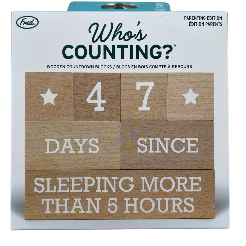 Fred Studio "Who's Counting?" Parenting Edition Wooden Count Down Blocks